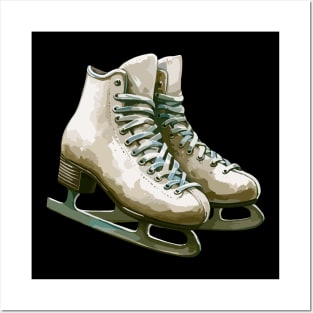 Brown Ice Skating Boots Posters and Art